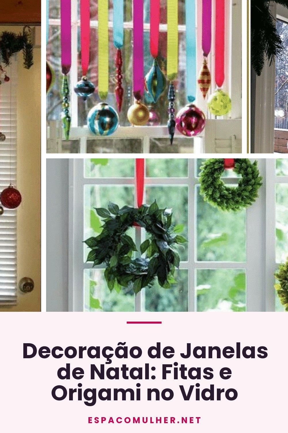 Decoração de Janelas de Natal: Fitas e Origami no Vidro