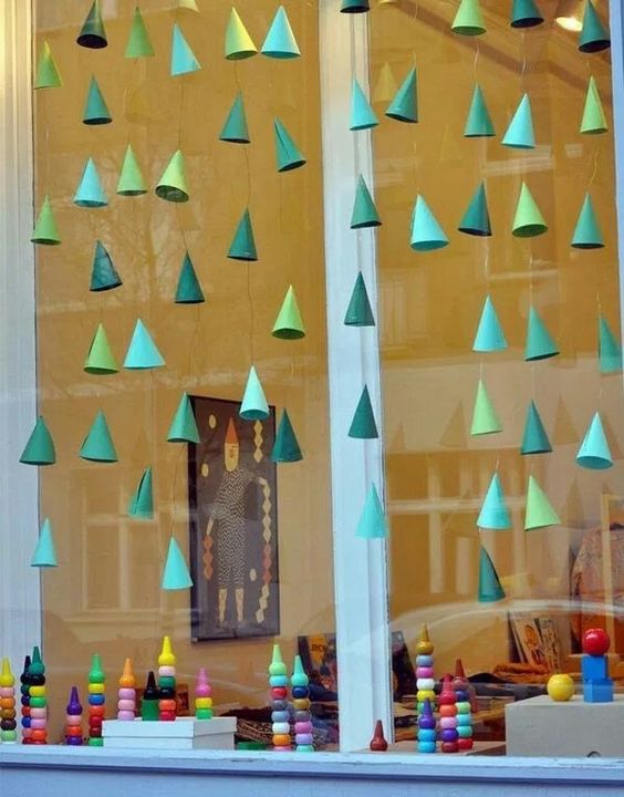 decoracao janela natal origami